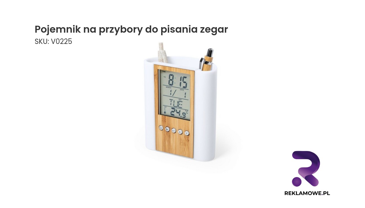 Pojemnik na przybory do pisania z wbudowanym zegarem