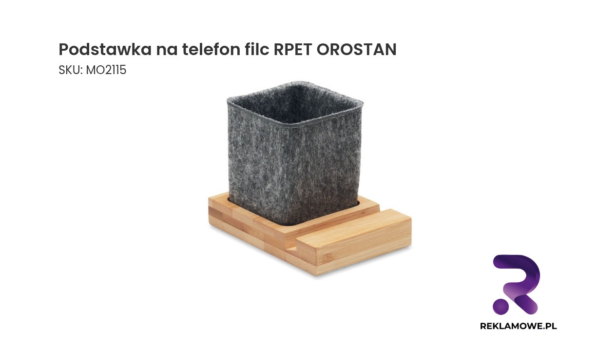 Podstawka na telefon wykonana z filcu RPET marki OROSTAN