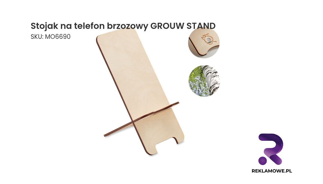 Stojak na telefon brzozowy GROUW STAND Stojak na telefon brzozowy GROUW STAND - drewniana podstawka na smartfon