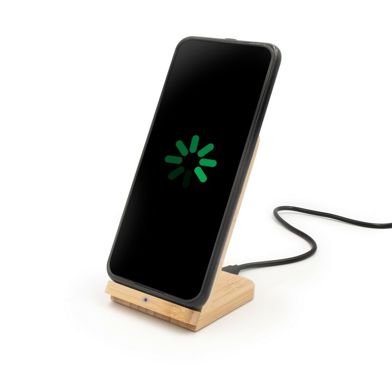 Stojak reklamowy bambusowa ładowarka bezprzewodowa 10w b’right, stojak na telefon | wilder V0349-17_AAA03 Bambusowa ładowarka bezprzewodowa 10W B'RIGHT, stojak na telefon | Wilder V0349-17_AAA03