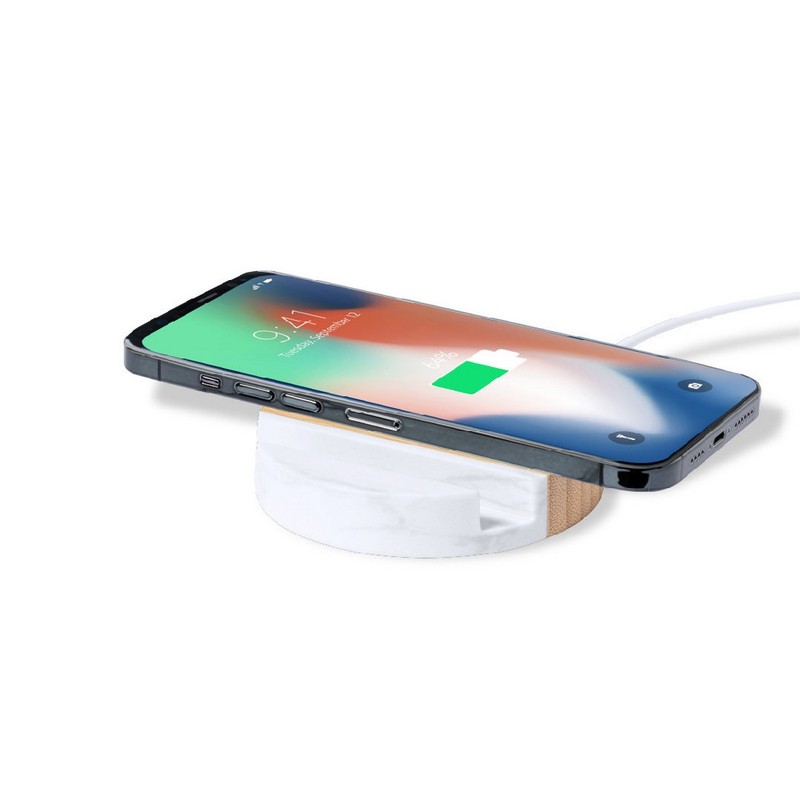 Stojak reklamowy bambusowa ładowarka bezprzewodowa 15w, stojak na telefon V1135-00_AAA03 Bambusowa ładowarka bezprzewodowa 15W, stojak na telefon V1135-00_AAA03