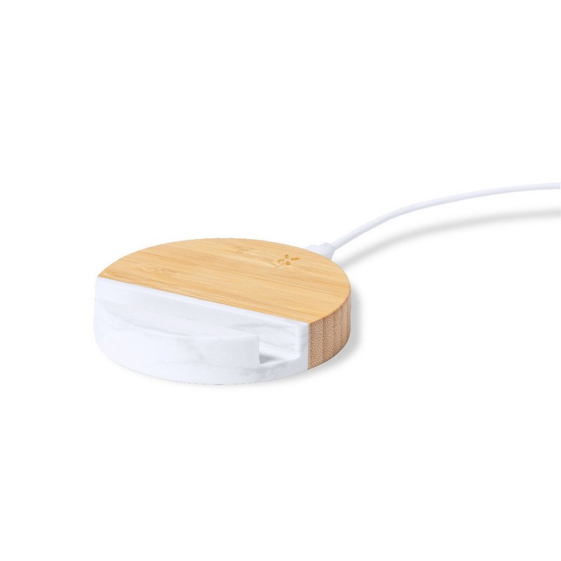 Stojak reklamowy bambusowa ładowarka bezprzewodowa 15w, stojak na telefon V1135-00_AAA06 Bambusowa ładowarka bezprzewodowa 15W, stojak na telefon V1135-00_AAA06
