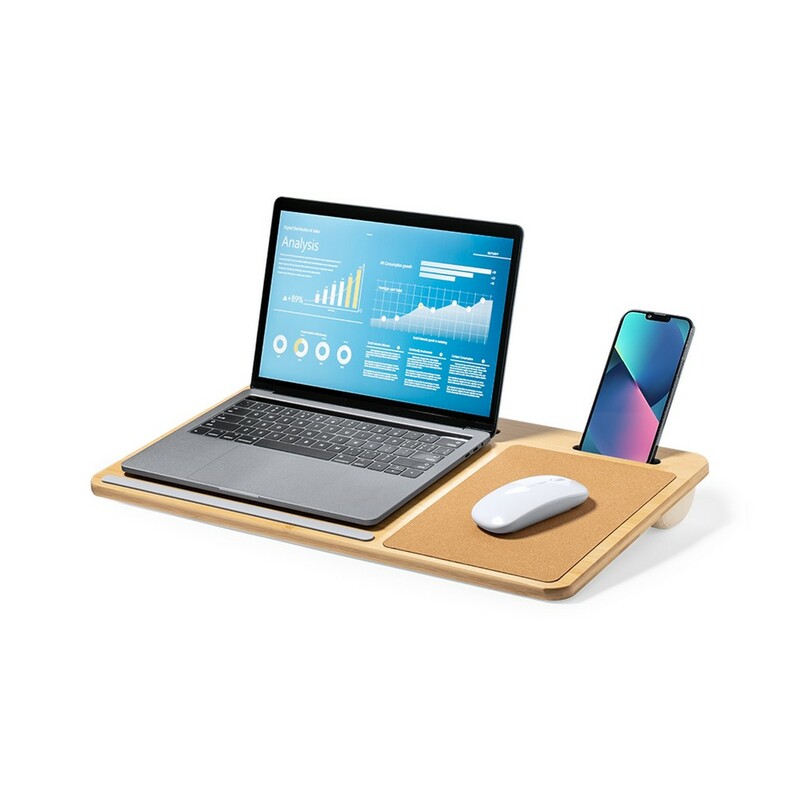Bambusowy organizer na biurko, stojak na laptopa, stojak na telefon, korkowa podkładka pod mysz V0271-00_AAA01