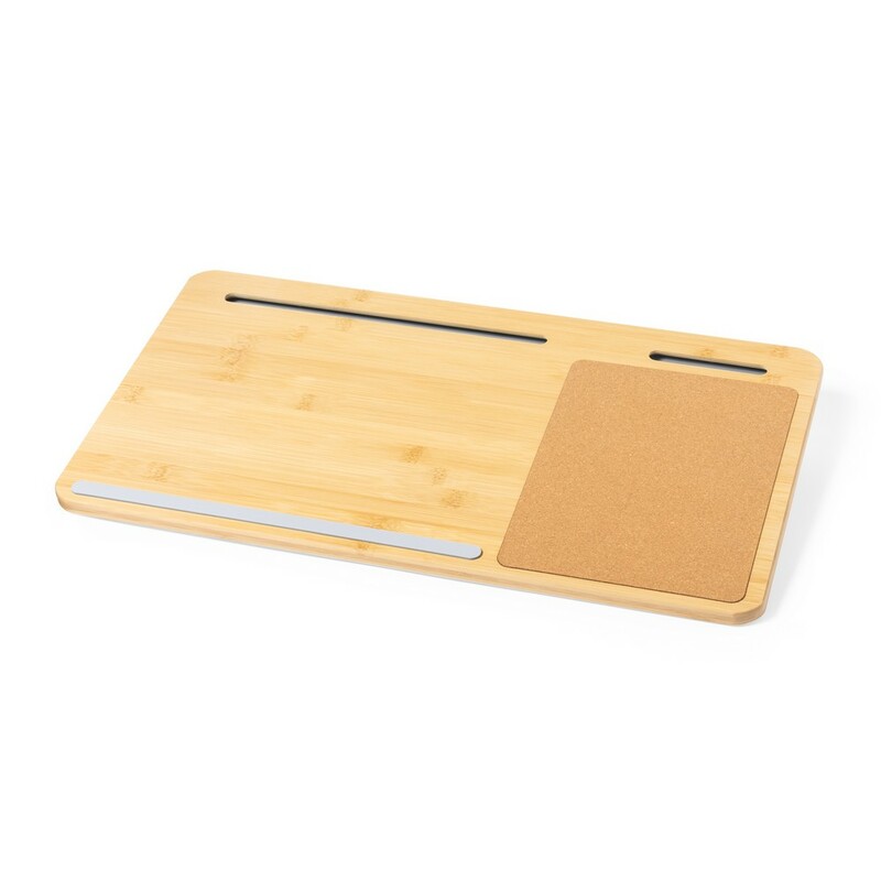 Stojak reklamowy bambusowy organizer na biurko, stojak na laptopa, stojak na telefon, korkowa podkładka pod mysz V0271-00_AAA02 Bambusowy organizer na biurko, stojak na laptopa, stojak na telefon, korkowa podkładka pod mysz V0271-00_AAA02