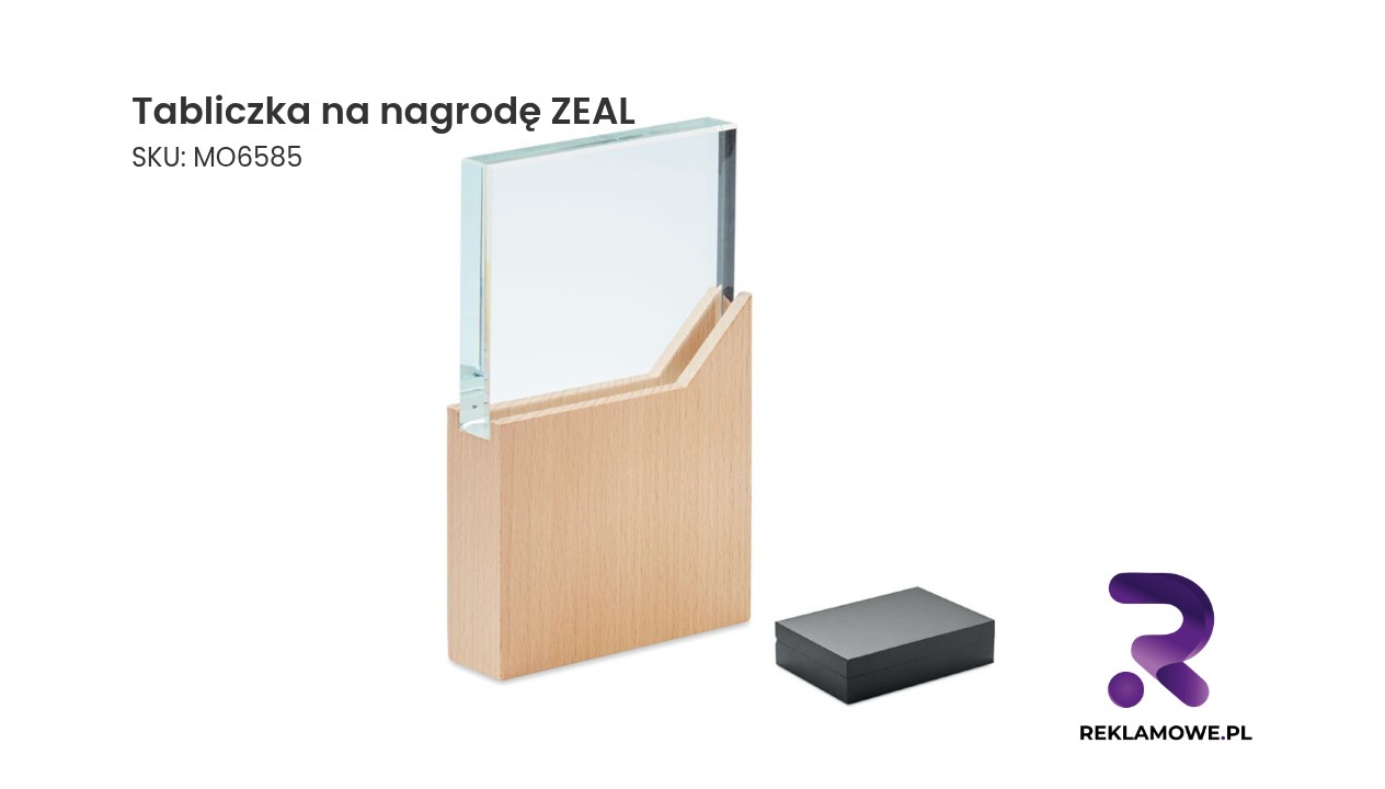 Tabliczka na nagrodę ZEAL przedstawiająca wyróżnienie
